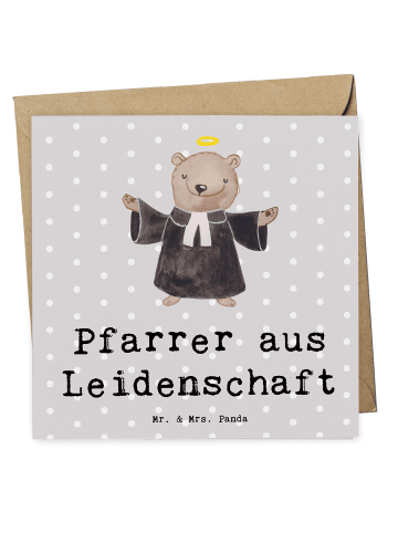 Mr. & Mrs. Panda Klappkarte Pfarrer Leidenschaft mit Spruch in Grau Pastell
