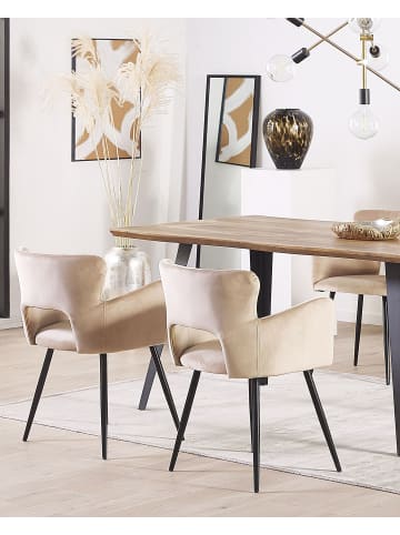 Beliani 2er-Set Esszimmerstuhl SANILAC II in Beige/Schwarz/Grau