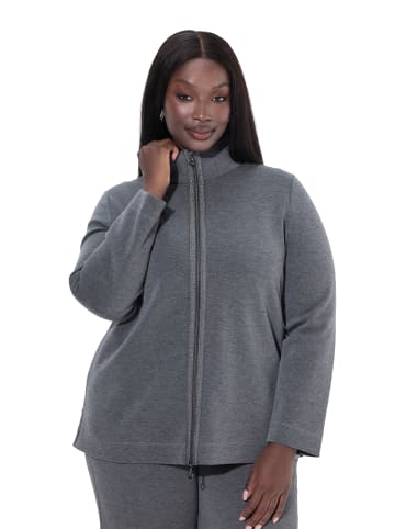 Ulla Popken Sweatjacke in mittel grau melange