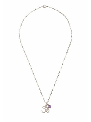 Gemshine Halskette mit Anhänger YOGA Meditation Ohm Amethyst in silver coloured