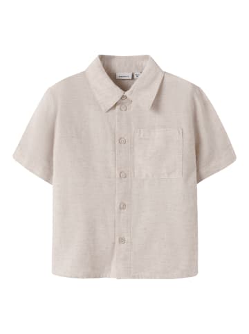 name it Nmmfaher Kurzarmhemd Viskose-Leinenmix in peyote melange