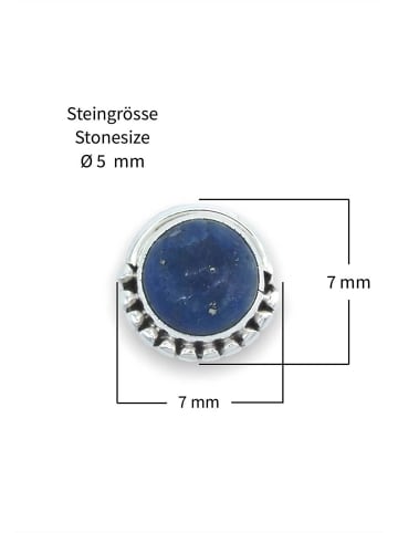 mantraroma 925er Silber - Ohrstecker (L) 7 x (B) 7 mm mit Lapis Lazuli