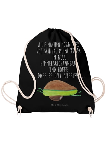 Mr. & Mrs. Panda Baumwoll-Turnbeutel Avocado Yoga mit Spruch in Schwarz
