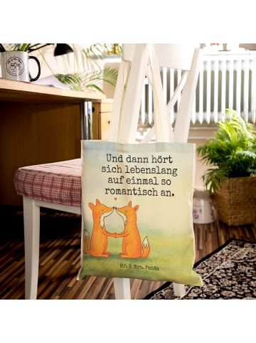 Mr. & Mrs. Panda Tote Bag Füchse Liebe Design mit Spruch in Weiß