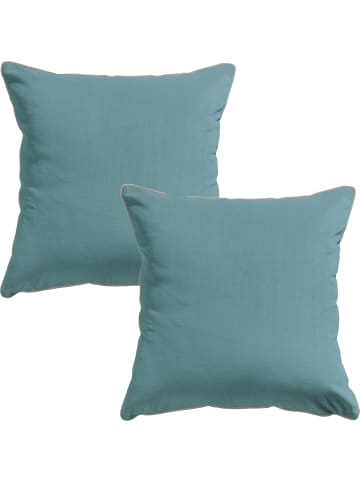 Erwin Müller Nicky-Velours, Samt Kissenhülle 2er-Pack Manchester in türkis