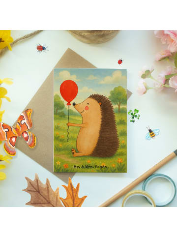 Mr. & Mrs. Panda babykarte Igel Luftballon Design ohne Spruch in Weiß