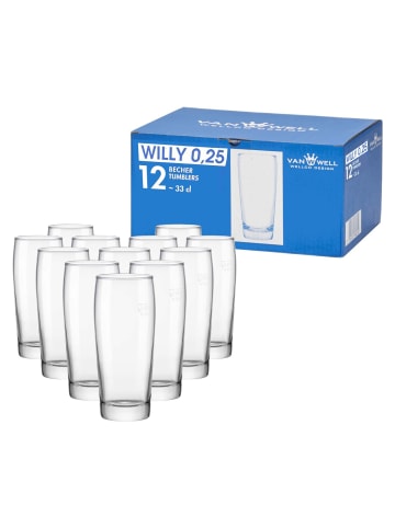 VAN WELL 12er Set Willi Becher geeicht 0,25 l in transparent