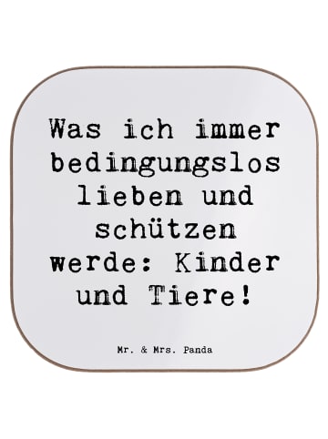Mr. & Mrs. Panda Holzuntersetzer Spruch Schutz für Kinder mit Sp... in Weiß