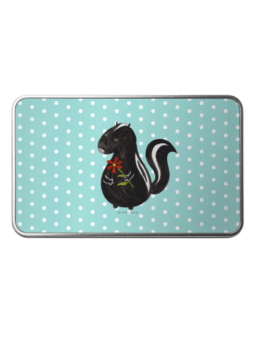 Mr. & Mrs. Panda Aufbewahrungsbox Stinktier Blume ohne Spruch in Türkis Pastell