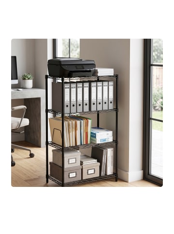 relaxdays Metallregal in Schwarz - (B)56 x (H)120 x (T)35 cm