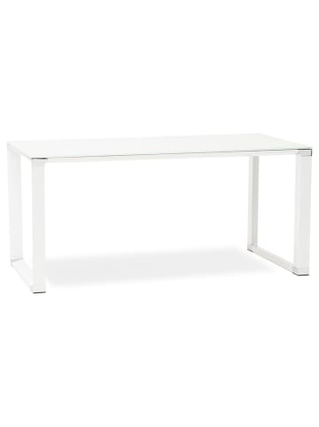 KADIMA DESIGN Schreibtisch Glas 160x80 cm funktional Chromdetails, Computertisch in Weiß
