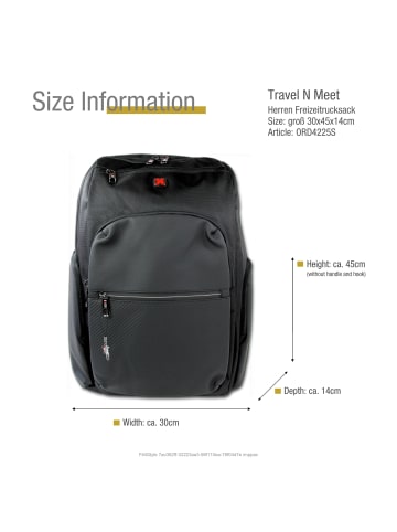 Travel n meet Polyester Freizeitrucksack Travel N Meet Rucksack schwarz ca. 30cm