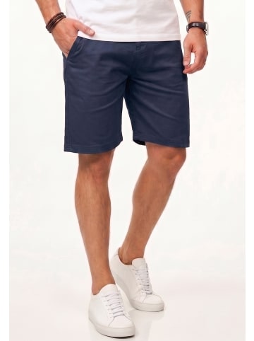 behype Chinoshorts - Kurze Hose mit Stretch inkl. Gürtel für Herren in Navy