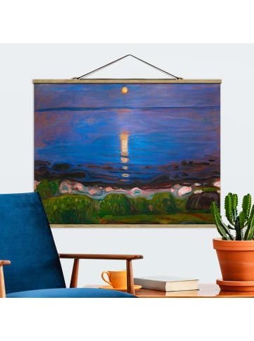 WALLART Stoffbild - Edvard Munch - Sommernacht am Meeresstrand in Blau