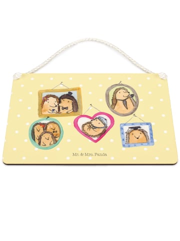 Mr. & Mrs. Panda Schild Igel Familie ohne Spruch in Gelb Pastell