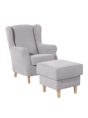 58 aufm Kessel OHRENSESSEL Karlen Bezug Veloursstoff Buche natur / silber