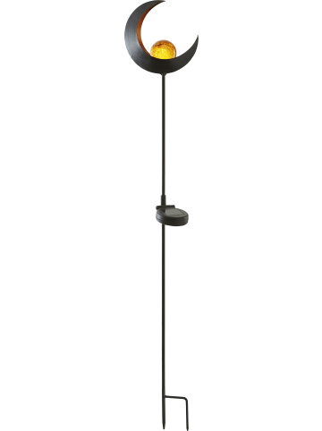 STAR Trading Solar-Gartenstecker ,Melilla', Mond, bernsteinfarbene Kugel mit Licht,