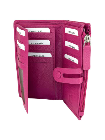 Florence Geldbörse Leder fuchsia, pink Damen ca. 16cm ca. 9cm