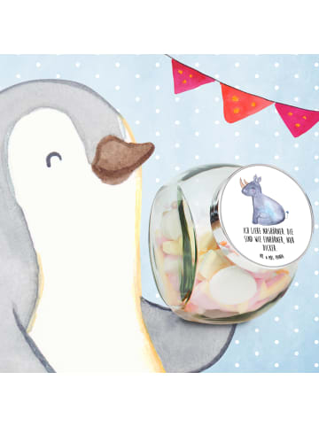 Mr. & Mrs. Panda Bonbonglas Einhorn Nashorn mit Spruch in Weiß