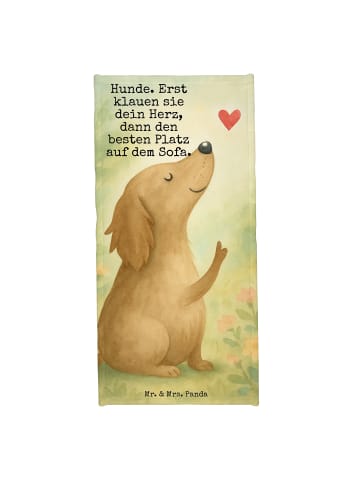 Mr. & Mrs. Panda Badehandtuch Hund Liebe Design mit Spruch in Grau Pastell