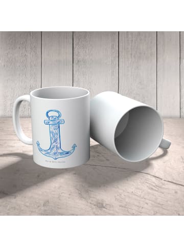Mr. & Mrs. Panda Tasse Anker Blau ohne Spruch in Weiß