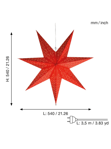 STAR Trading Papierstern 'Dot', rot, Ø 54cm in Silber