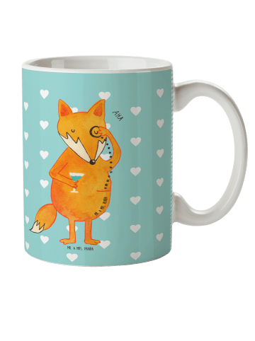 Mr. & Mrs. Panda Kaffeebecher Fuchs Lord ohne Spruch in Türkis Pastell