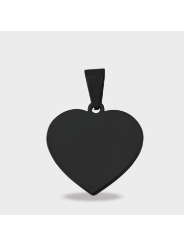 Adeliás Damen Anhänger – Herz Gravuranhänger aus Edelstahl in schwarz