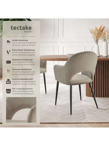 tectake Armlehnstuhl in Samtoptik, gepolstert, 57 x 61,5 x 87,5 cm