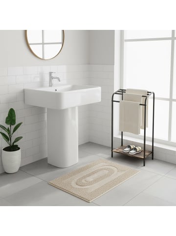 relaxdays Handtuchständer in Dunkelbraun/ Schwarz - (B)41,5 x (H)79,5 x (T)28,5 cm