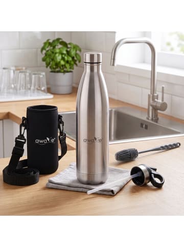 AWAVE Trinkflasche 750 ml | Edelstahl in Silber