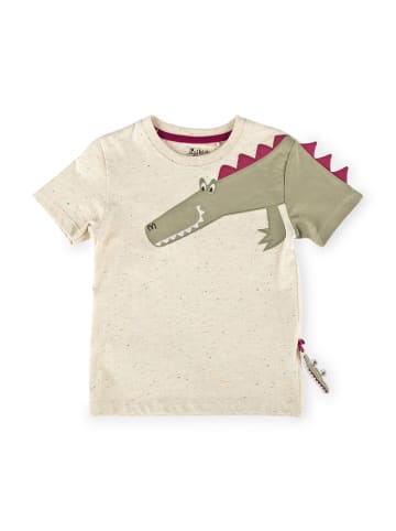 Sigikid T-Shirt Happy Crocodile in ecru bunt meliert