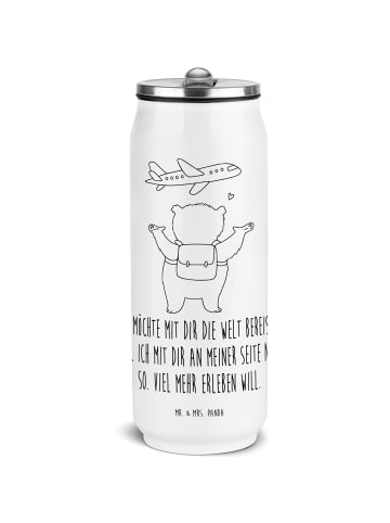 Mr. & Mrs. Panda Thermoflasche Bär Flugzeug mit Spruch in Weiß