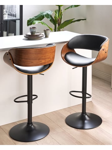 Beliani 2-tlg Drehhocker BAKU II in Schwarz/Braun