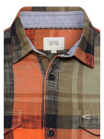 Camel Active Lässiges Langarmhemd aus reiner Baumwolle in Orange