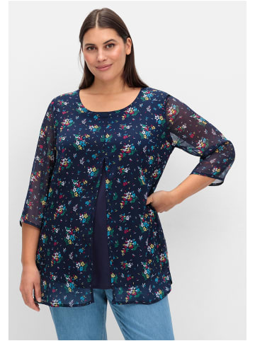 sheego Longtunika in marine gemustert