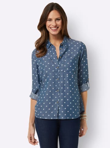 WITT WEIDEN Hemdbluse in blue-bleached-bedruckt