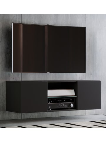 VCM  Holz TV Wand Hänge Lowboard Fernsehschrank Jusa in Schwarz