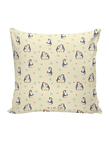 Mr. & Mrs. Panda Kissen 40x40 Pinguin umarmen ohne Spruch in Gelb