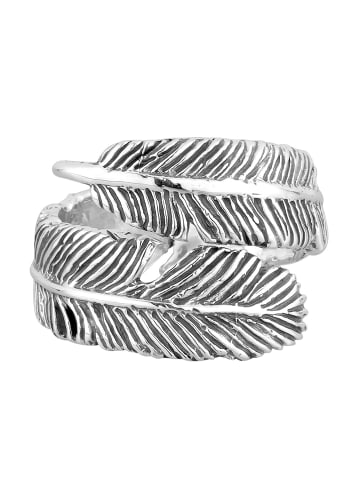 Elli Ring 925 Sterling Silber Feder, Boho in Schwarz