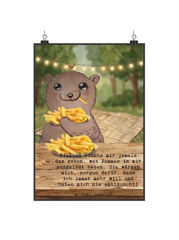 Mr. & Mrs. Panda Poster Bär Pommes verliebt Design mit Spruch in Weiß