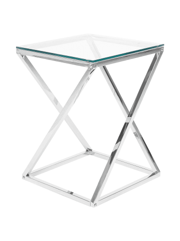 Beliani Beistelltisch BEVERLY in Silber/Transparent - (W) 40 x (H) 55 x (L) 40 cm