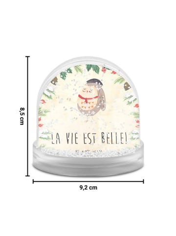 Mr. & Mrs. Panda Schneekugel Eule Frankreich mit Spruch in Naturpapier