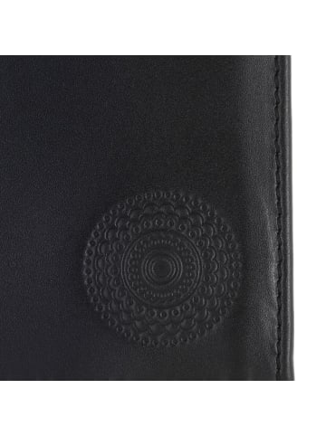 oxmox Leather Geldbörse RFID Schutz Leder 13 cm schwarz-circle bloom