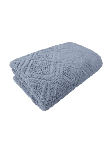 Framsohn 2er Set: Zwirnfrottier Duschtuch "MOSAIK" in Taubenblau -(L) 150 x (B) 75 cm