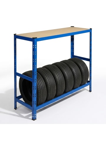 relaxdays Reifenregal in Blau - (B)120 x (H)110 x (T)40 cm