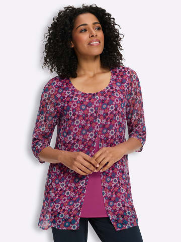 Sieh an! Longbluse in magenta-topas-bedruckt