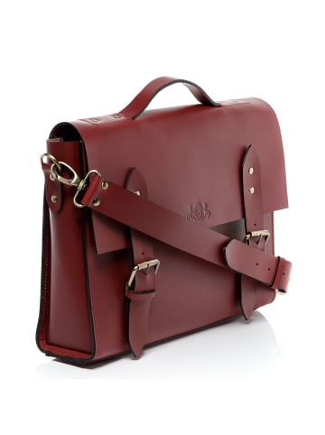 SID & VAIN Leder-Aktentasche Leder Businesstasche Unisex BOSTON in rot