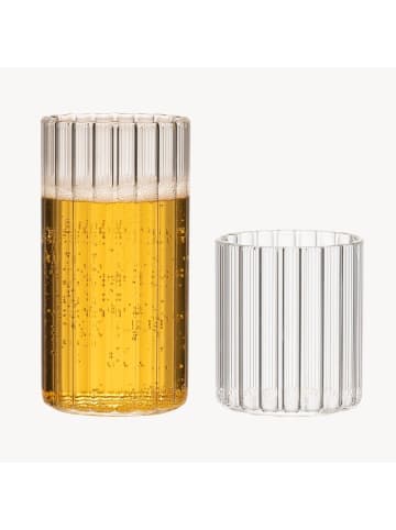 ZOHA Glas 2er Set Stripe Riffel Glas, Glas, Hitzebeständig 200ml in Transparent
