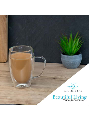 Intirilife Doppelwandiges Thermo Gläser Set Teeglas Kaffeeglas in 5x 400 - 500ml in KLAR